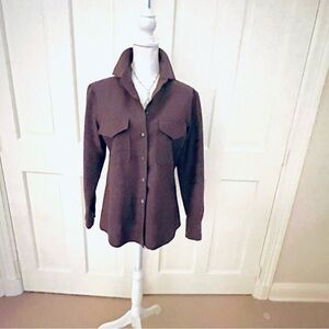 Prada brown mohair wool blend button up shirt 44